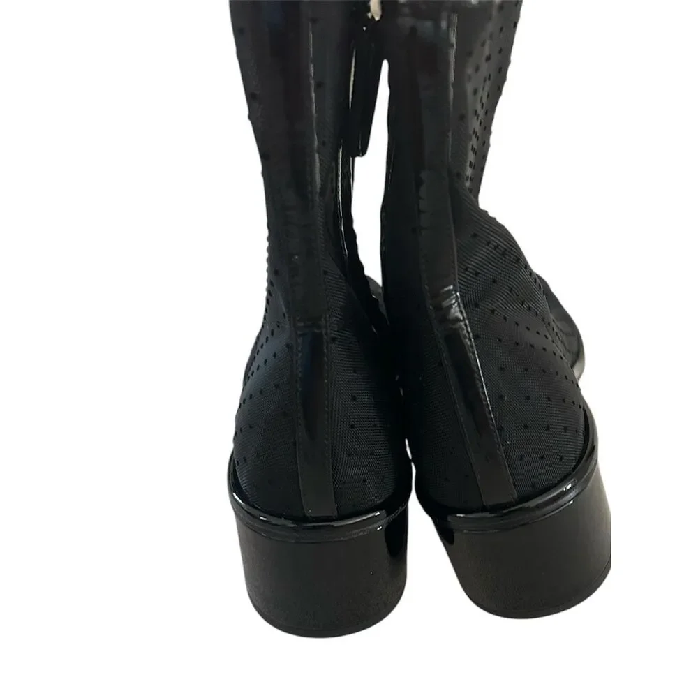 Tory Burch Polka-Dot Mesh Cap-Toe Ankle Booties, Black, Size 8, NWT no box.